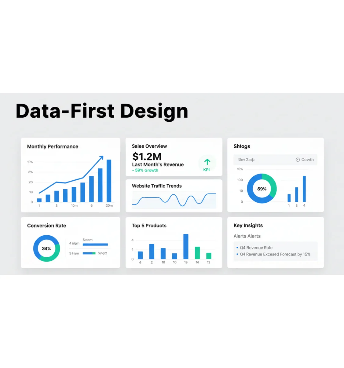 A product analytics dashboard showing revenue, orders and channel breakdown